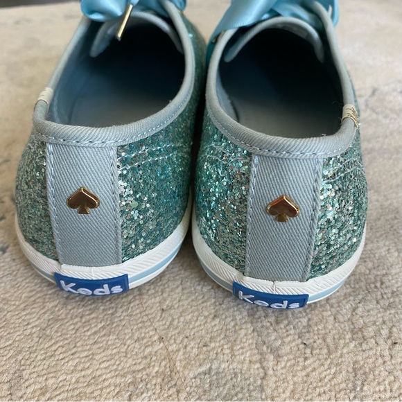 Kate Spade Keds Blue Glitter Size 7.5 Ribbon Laces - Picture 6 of 8
